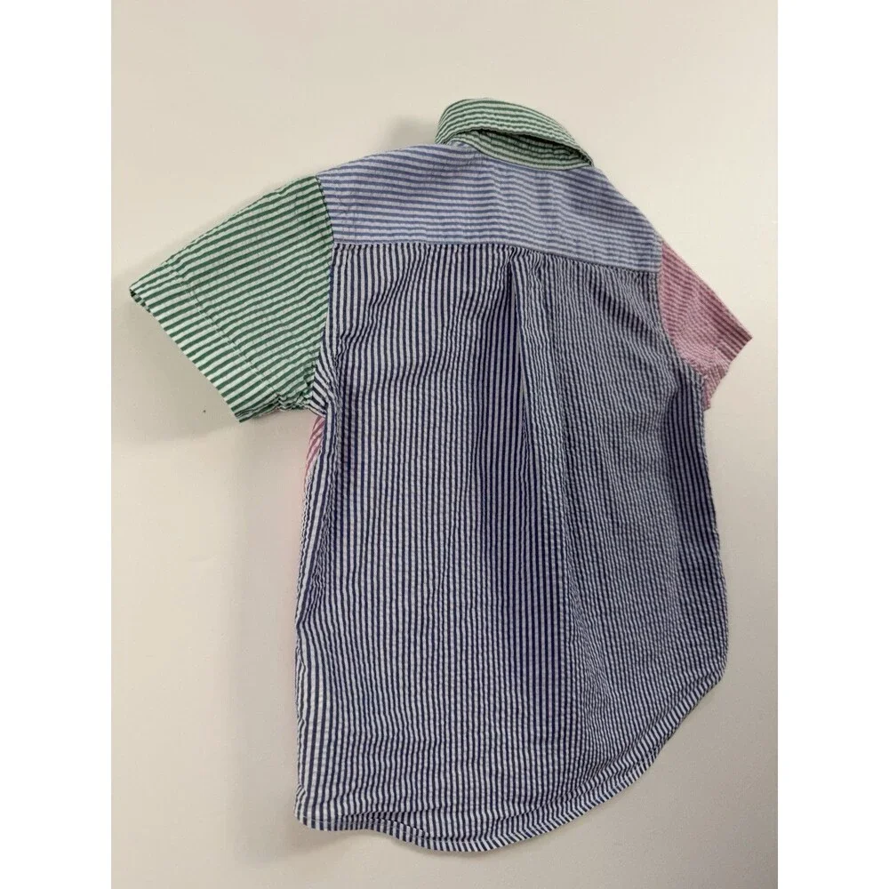 Ralph Lauren Boys 3/3T Patchwork Seersucker Short Sleeve Button Shirt